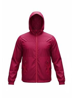 Men's Lightweight Red Hooded Windbreaker Jacket